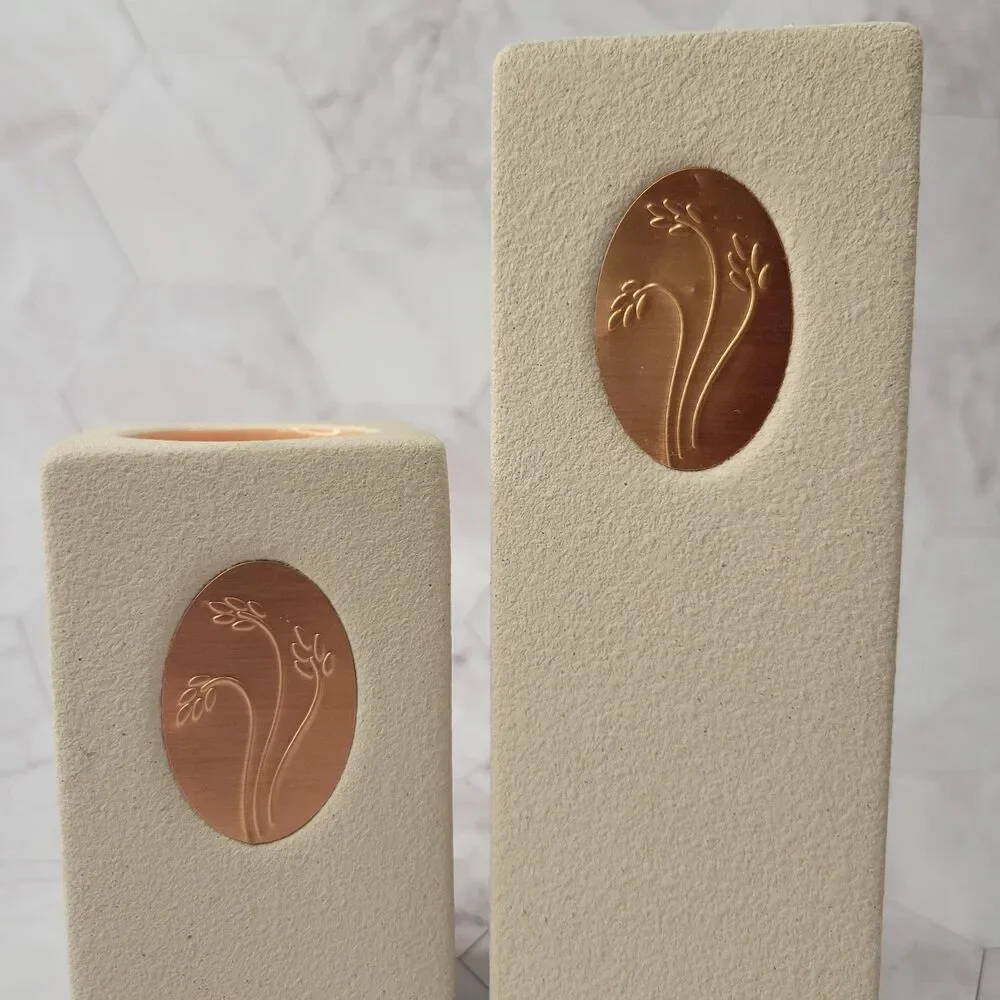 PartyLite Sandstone votive candle holder ivory set of 2 - Picture 3 of 11